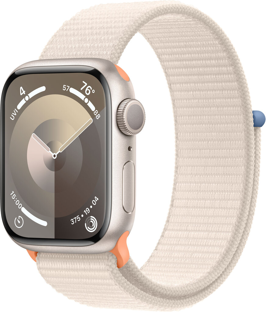 Apple Watch Series 9 GPS 45mm Starlight Aluminium Case with Starlight Sport Loop - MR983ET/A kaina ir informacija | Išmanieji laikrodžiai (smartwatch) | pigu.lt