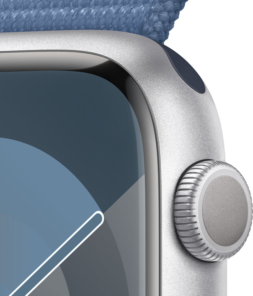 Apple Watch Series 9 GPS 45mm Silver Aluminium Case with Winter Blue Sport Loop MR9F3ET/A цена и информация | Išmanieji laikrodžiai (smartwatch) | pigu.lt