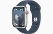 Apple Watch Series 9 GPS + Cellular 41mm Silver Aluminium Case with Storm Blue Sport Band - S/M - MRHV3ET/A kaina ir informacija | Išmanieji laikrodžiai (smartwatch) | pigu.lt