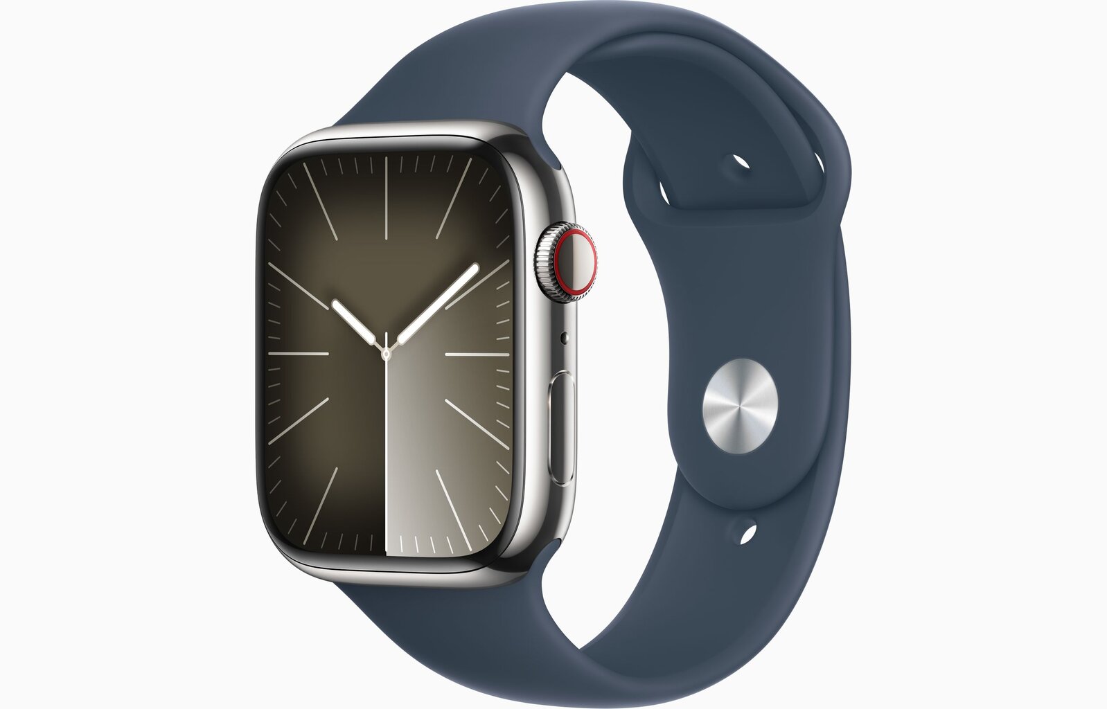 Apple Watch Series 9 GPS + Cellular 41mm Silver Stainless Steel Case with Storm Blue Sport Band - M/L MRJ33ET/A kaina ir informacija | Išmanieji laikrodžiai (smartwatch) | pigu.lt