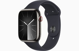 Apple Watch Series 9 GPS + Cellular 41mm Graphite Stainless Steel Case with Midnight Sport Band - S/M MRJ83ET/A цена и информация | Смарт-часы (smartwatch) | pigu.lt