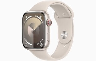 Apple Watch Series 9 GPS + Cellular 45mm Starlight Aluminium Case with Starlight Sport Band - S/M MRM83ET/A цена и информация | Смарт-часы (smartwatch) | pigu.lt