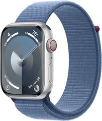 Apple Watch Series 9 GPS + Cellular 45mm Silver Aluminium Case with Winter Blue Sport Loop MRMJ3ET/A цена и информация | Смарт-часы (smartwatch) | pigu.lt