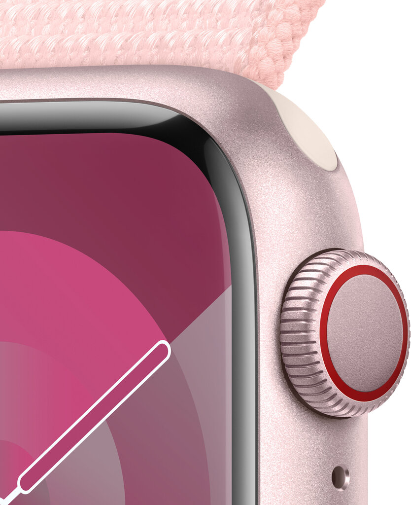 Apple Watch Series 9 GPS + Cellular 45mm Pink Aluminium Case with Light Pink Sport Loop MRMM3ET/A цена и информация | Išmanieji laikrodžiai (smartwatch) | pigu.lt