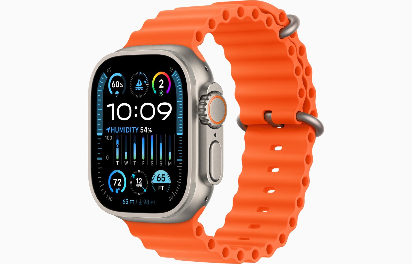 Apple Watch Ultra 2 GPS + Cellular, 49mm Titanium Case with Orange Ocean Band MREH3UL/A kaina ir informacija | Išmanieji laikrodžiai (smartwatch) | pigu.lt