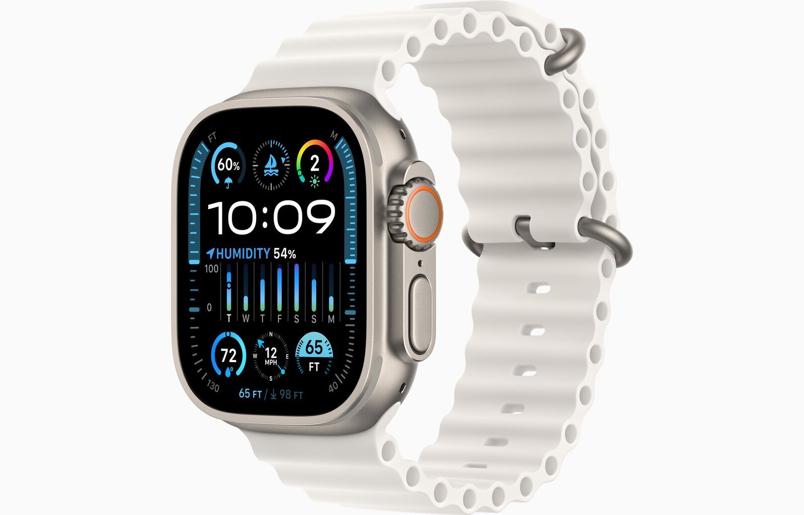 Apple Watch Ultra 2 GPS + Cellular, 49mm Titanium Case with White Ocean Band MREJ3EL/A цена и информация | Išmanieji laikrodžiai (smartwatch) | pigu.lt