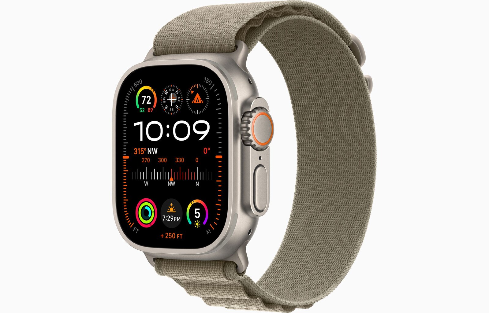 Apple Watch Ultra 2 GPS + Cellular, 49mm Titanium Case with Olive Alpine Loop - Small MREX3EL/A kaina ir informacija | Išmanieji laikrodžiai (smartwatch) | pigu.lt