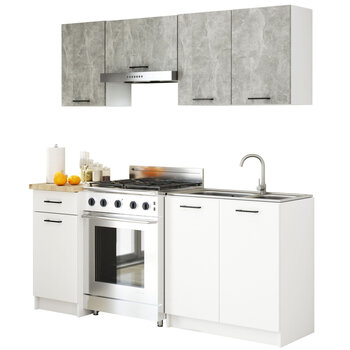 Virtuvinių spintelių komplektas Akord Oliwia 1.8 m, pilkas/baltas kaina ir informacija | Virtuvės baldų komplektai | pigu.lt