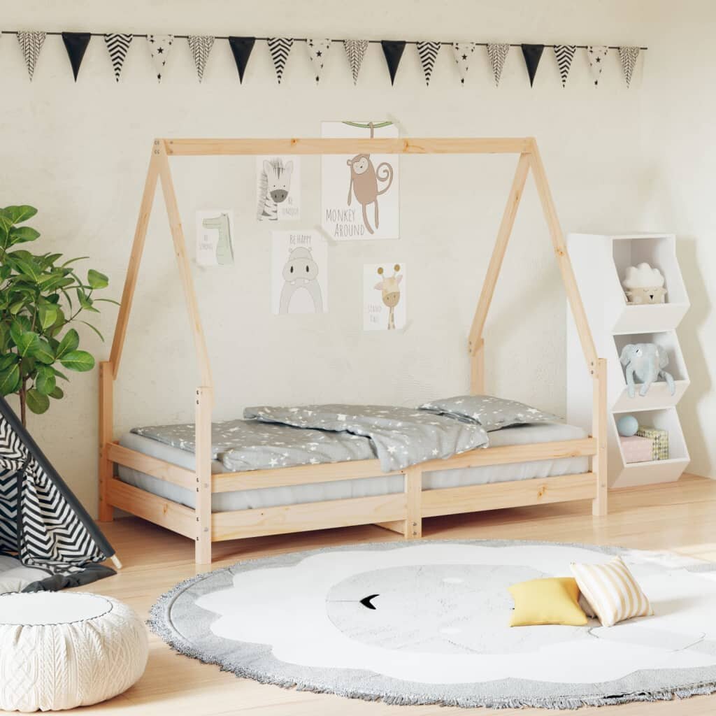 Vaikiškas lovos rėmas vidaXL, 80x160 cm, rudas kaina ir informacija | Vaikiškos lovos | pigu.lt