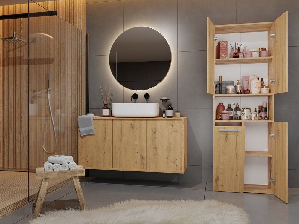 Vonios kambario spintelė Top E Shop Nel DK 1K, ruda kaina ir informacija | Vonios spintelės | pigu.lt