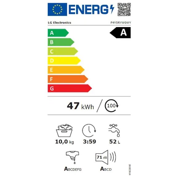 LG F4Y5RYW0WY kaina ir informacija | Skalbimo mašinos | pigu.lt