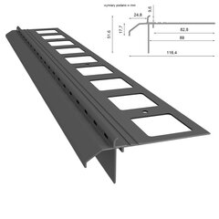 Karnizo profilis Renoplast K20R dervos grindys, profilis 200cm, grafitas kaina ir informacija | Sujungimo profiliai | pigu.lt