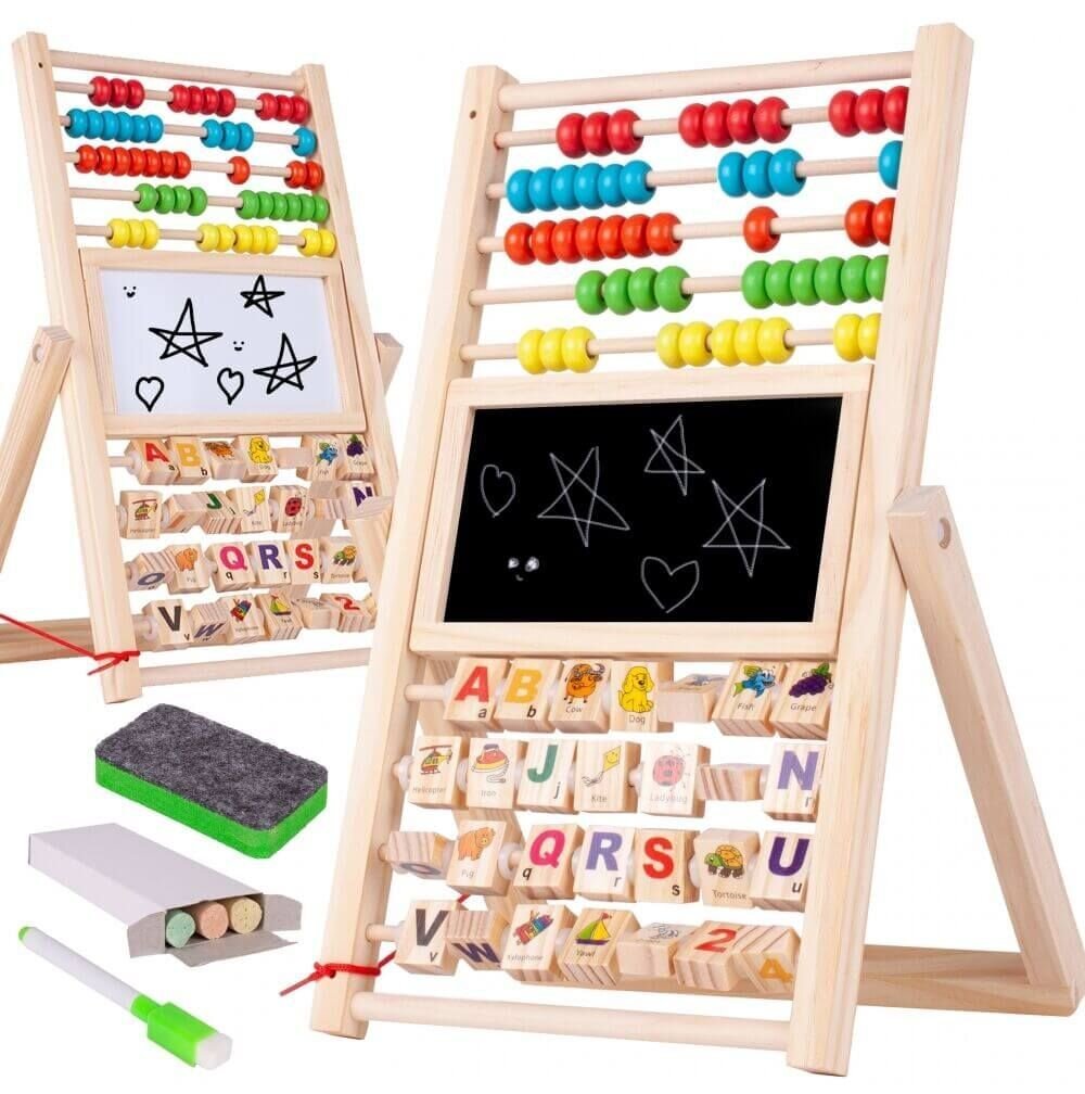 Lavinamoji skaičių ir raidžių dvipusė medinė lenta цена и информация | Lavinamieji žaislai | pigu.lt