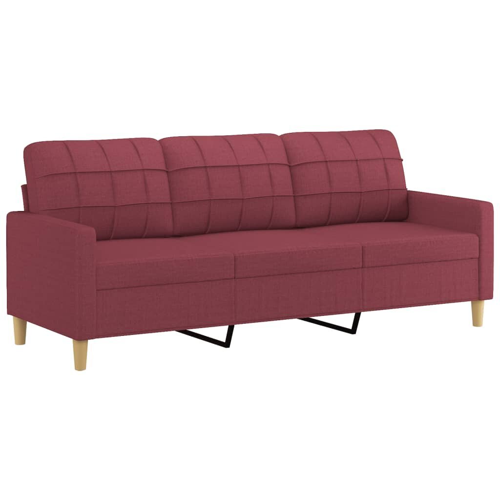 Trivietė sofa vidaXL, 180 cm, raudona kaina ir informacija | Sofos | pigu.lt