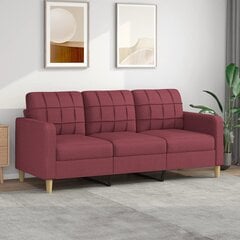 Trivietė sofa vidaXL, 180 cm, raudona цена и информация | Диваны | pigu.lt