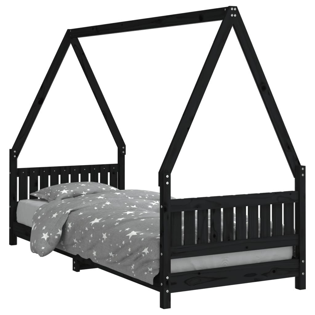 Vaikiškos lovos rėmas vidaXL, 80x200 cm, juodas цена и информация | Vaikiškos lovos | pigu.lt