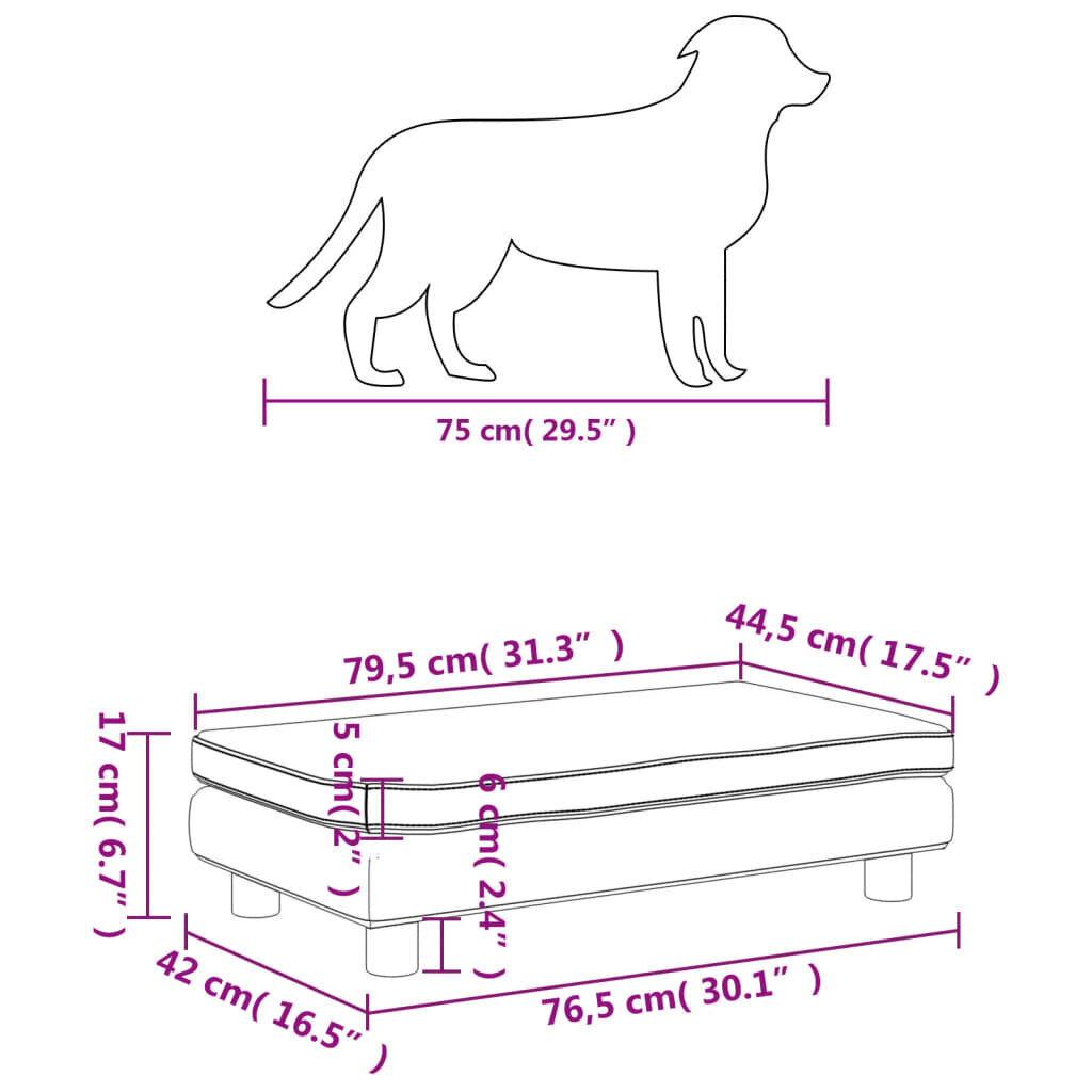 Dirbtinės odos lova šunims su prailginimu VidaXL, 100x50x30 cm, pilka цена и информация | Guoliai, pagalvėlės | pigu.lt