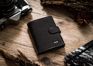 Мужской кожаный кошелек Peterson Z1, черный цена и информация | Мужские кошельки | pigu.lt