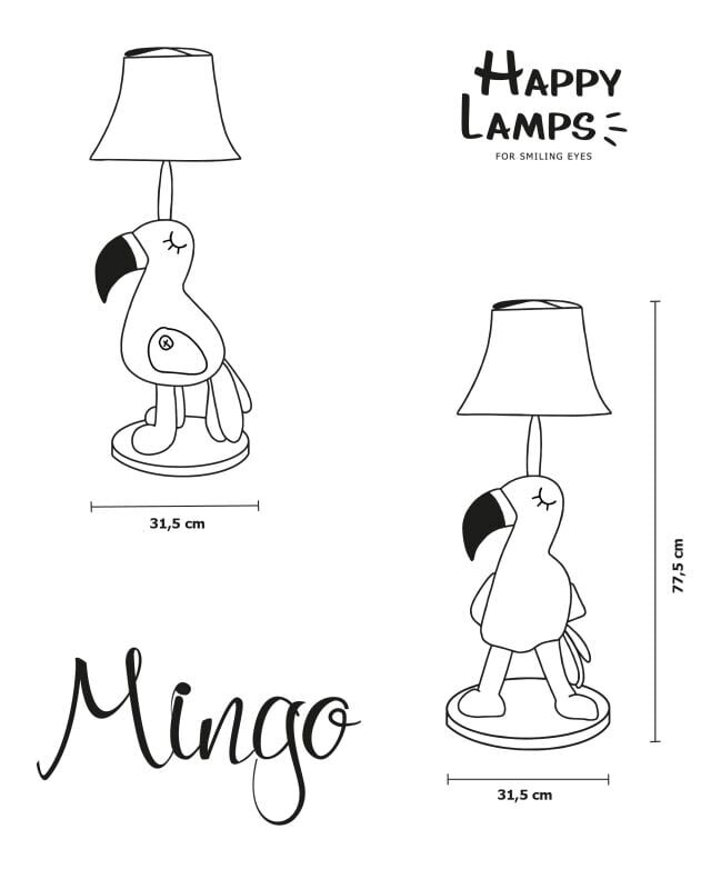 Happy Lamps vaikiškas stalinis šviestuvas Mingo kaina ir informacija | Vaikiški šviestuvai | pigu.lt