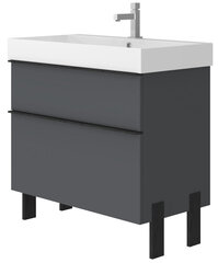 Шкафчик для ванной комнаты с умывальником Manhattan 85, серый цвет цена и информация | Шкафчики для ванной | pigu.lt