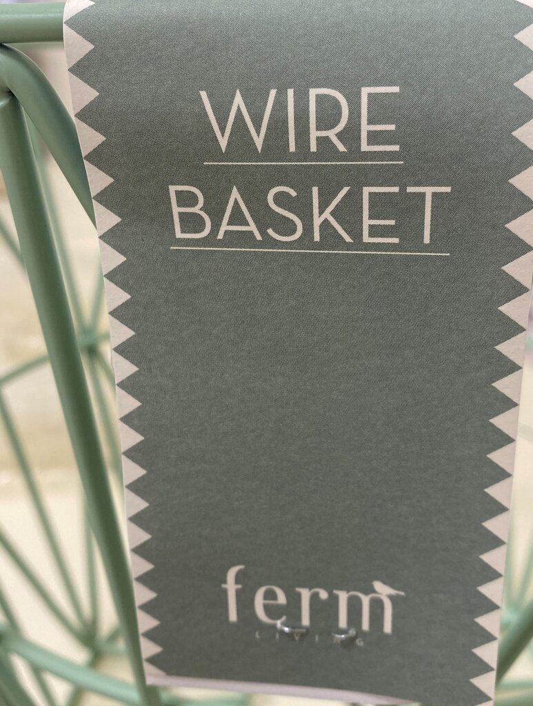 Ferm Living Wire Basket 3093 Krepšys Žalia , kaina ir informacija | Kuprinės ir krepšiai | pigu.lt