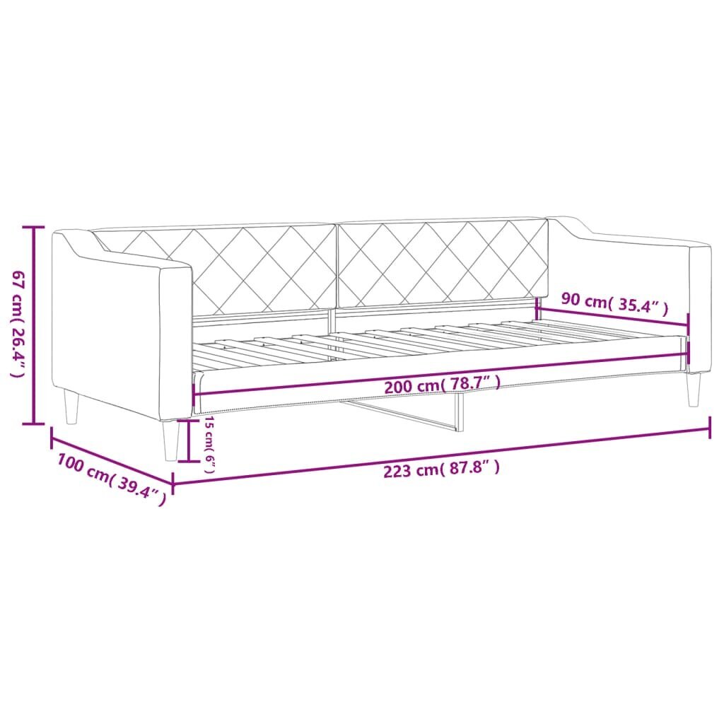 Sofa-lova vidaXL, 90x200 cm, juoda kaina ir informacija | Lovos | pigu.lt