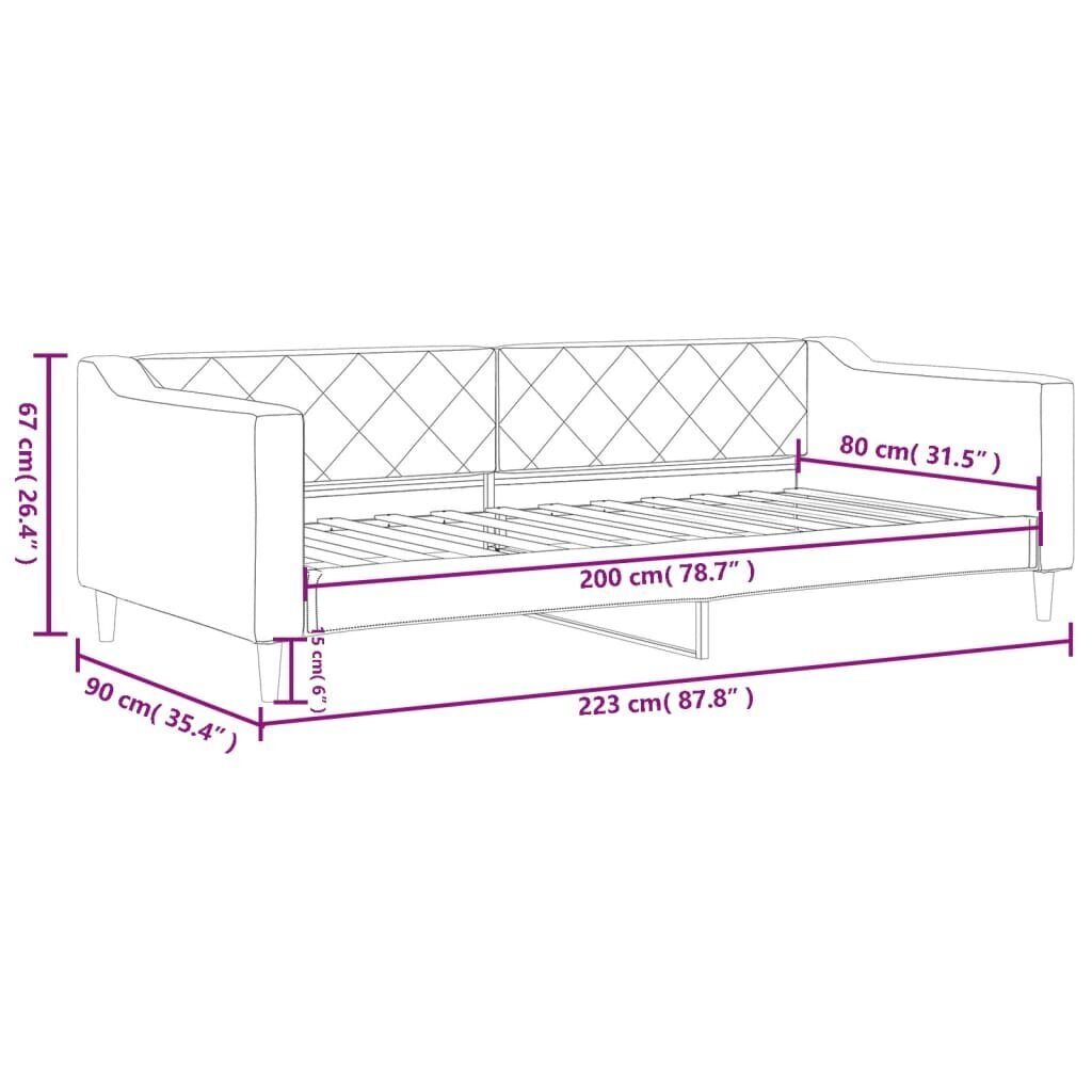 Sofa-lova vidaXL, 80x200 cm, juoda kaina ir informacija | Lovos | pigu.lt