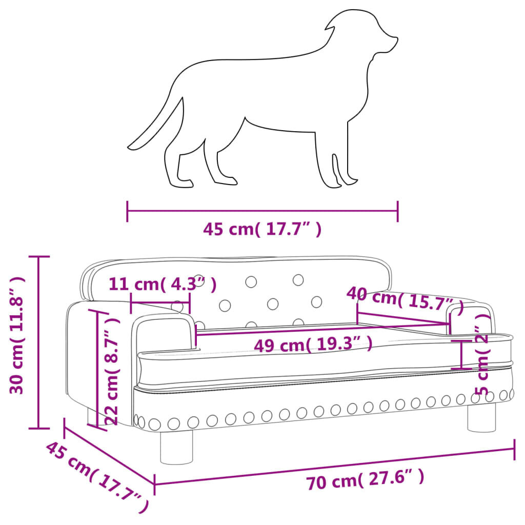 Lova šunims VidaXL, 70x45x30 cm, ruda kaina ir informacija | Guoliai, pagalvėlės | pigu.lt