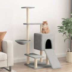 Draskyklė katėms su stovais vidaXL, šviesiai pilka, 130,5cm kaina ir informacija | Draskyklės | pigu.lt