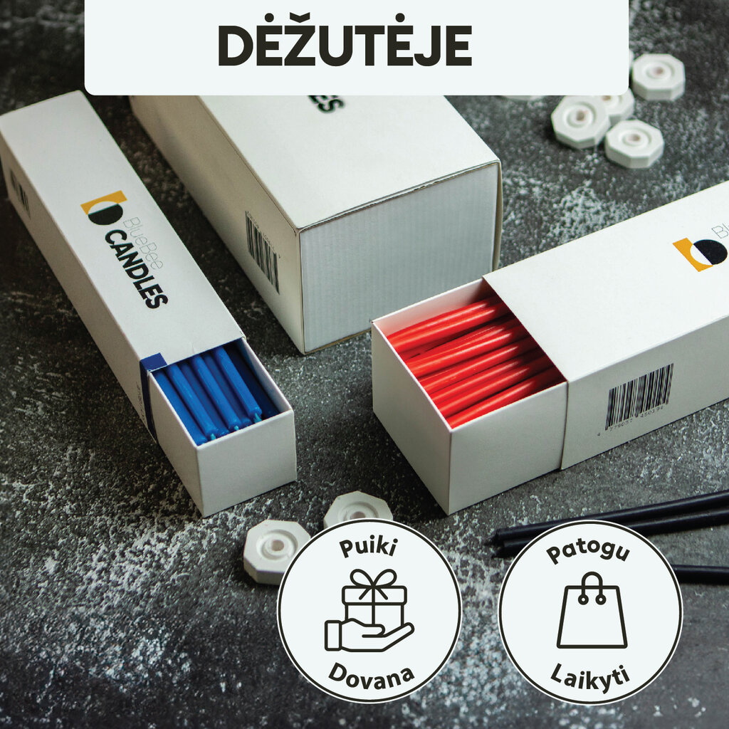 BlueBee Candles bičių vaško žvakės, 100 vnt. цена и информация | Žvakės, Žvakidės | pigu.lt