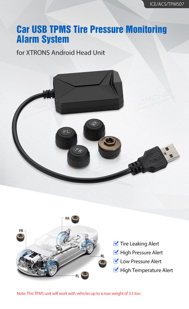 Padangų slėgio stebėjimo jutiklių sistema Powermax, USB TPMS цена и информация | Auto reikmenys | pigu.lt