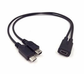 Powermax Mini-USB, Micro-USB, 0.3m kaina ir informacija | Kabeliai ir laidai | pigu.lt