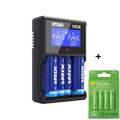 XTAR VC4 + GP Recyko AA 4 внт. цена и информация | Зарядные устройства для элементов питания | pigu.lt