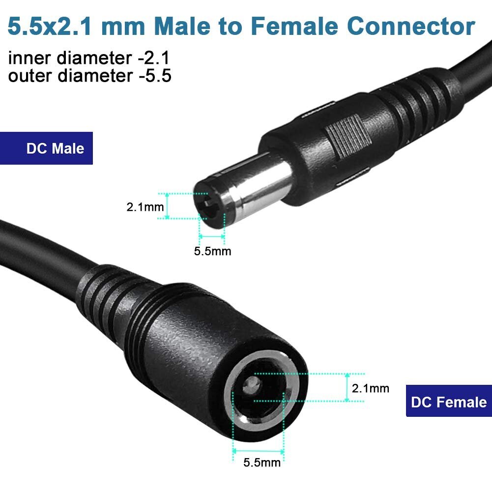 DC maitinimo prailginimas Powermax 5.5x2.1 2m. цена и информация | Apsaugos sistemų priedai | pigu.lt