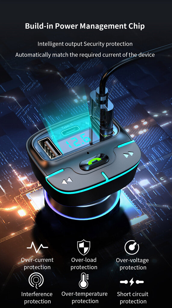 Fm moduliatorius Powermax GZ03 USB + USB+C цена и информация | FM moduliatoriai | pigu.lt