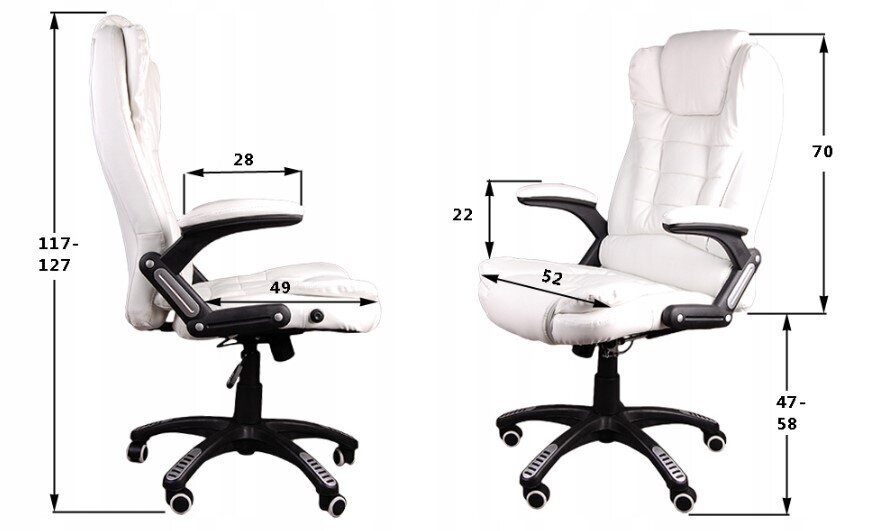 Biuro kėdė su masažo funkcija Giosedio BSB002M, balta kaina ir informacija | Biuro kėdės | pigu.lt