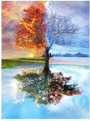 Алмазная мозаика 40х50 см Дерево - времена года цена и информация | Алмазная мозаика | pigu.lt
