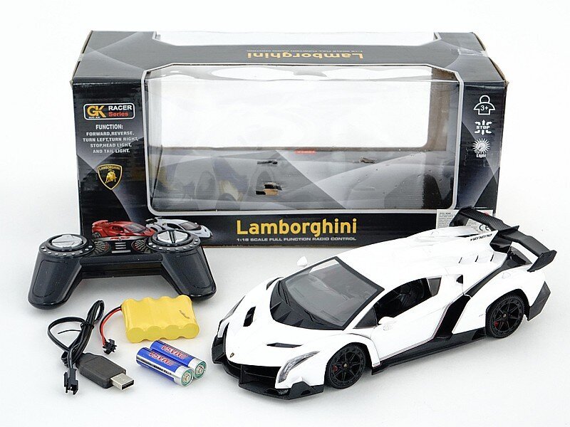 RC automobilis Lamborghini, baltas, 1:18 kaina ir informacija | Žaislai berniukams | pigu.lt