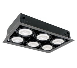 LED akcentinis šviestuvas quad610 10w 6xe27 4000k tamsiai pilka kaina ir informacija | Įmontuojami šviestuvai, LED panelės | pigu.lt