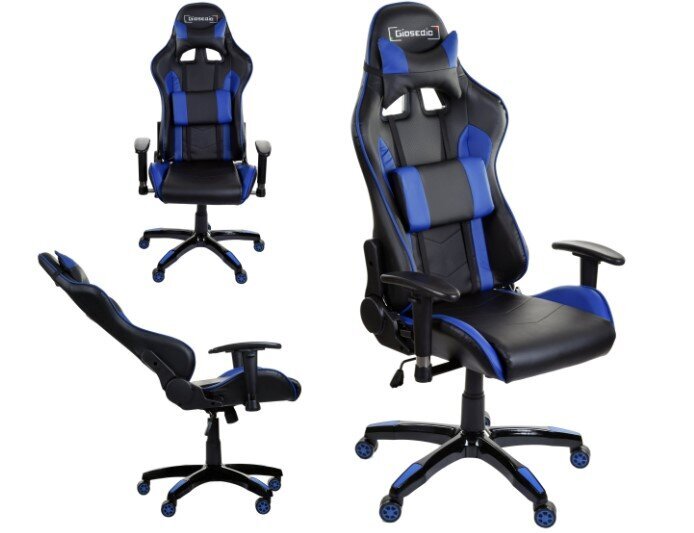 Žaidimų kėdė Giosedio GSA048, juoda/mėlyna цена и информация | Biuro kėdės | pigu.lt