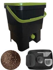 Virtuvinis kompostas Bokashi, 16 L, juodas/žalias, + 1 kg Bokashi granulių kaina ir informacija | Komposto dėžės, lauko konteineriai | pigu.lt