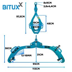 medienos griebtuvas, 720 mm 1500 kg, bituxx kaina ir informacija | Mechaniniai įrankiai | pigu.lt