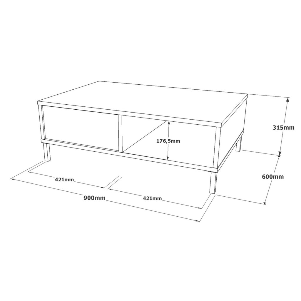 Sofos staliukas Asir, 90x32x60 cm, juodas kaina ir informacija | Kavos staliukai | pigu.lt