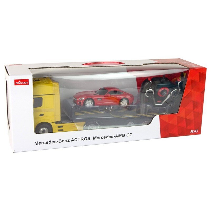 Žaislinis vilkikas R/C Mercedes-Benz su priedais Rastar, geltonas kaina ir informacija | Žaislai berniukams | pigu.lt