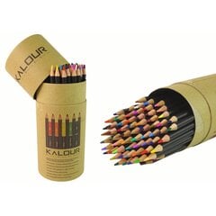 Spalvotų pieštukų rinkinys su drožtuku ir trintuku tūbelėje Kalour, 74vnt. kaina ir informacija | Piešimo, tapybos, lipdymo reikmenys | pigu.lt