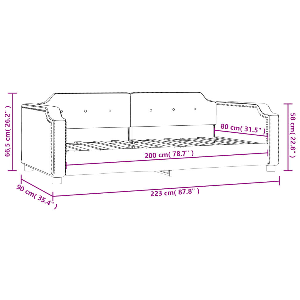 Sofa-lova vidaXL, 80x200 cm, smėlio spalvos kaina ir informacija | Lovos | pigu.lt