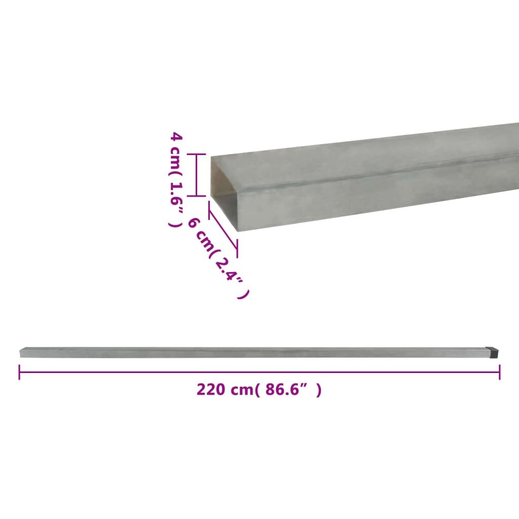 Sodo tvoros stulpai, 20vnt., sidabrinės spalvos, 220cm, plienas kaina ir informacija | Tvoros ir jų priedai | pigu.lt