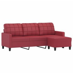 Trivietė sofa vidaXL, raudona kaina ir informacija | Sofos | pigu.lt