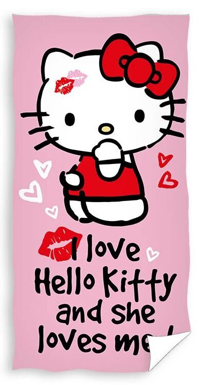 Vaikiškas rankšluostis Hello Kitty, 70x140 cm цена и информация | Rankšluosčiai | pigu.lt