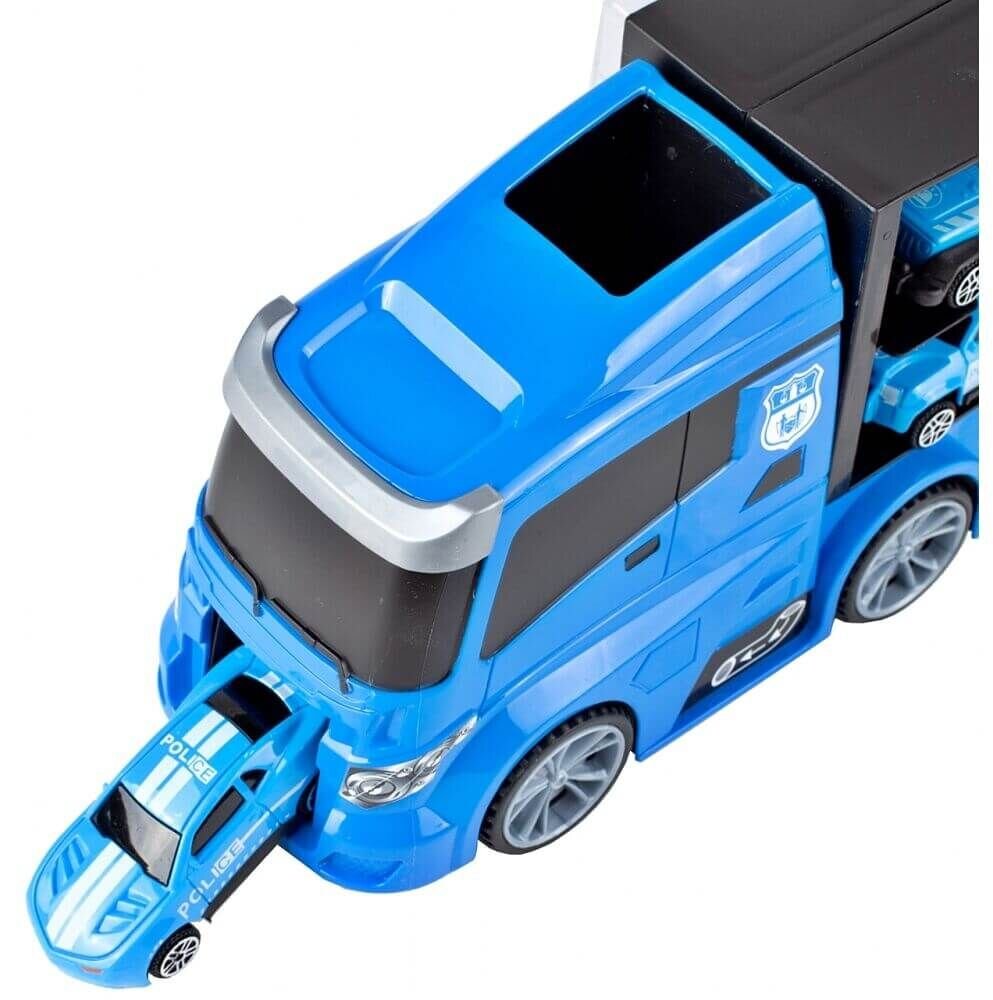 Policijos sunkvežimis vilkikas su 5 mašinomis ir sraigtasparniu kaina ir informacija | Žaislai berniukams | pigu.lt